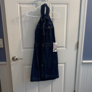 Elegant Backless Denim Halter Dress